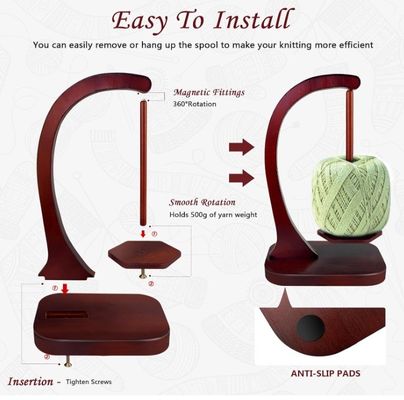 Mecanismo magnético de rotação de fios de madeira para tricô e crochê