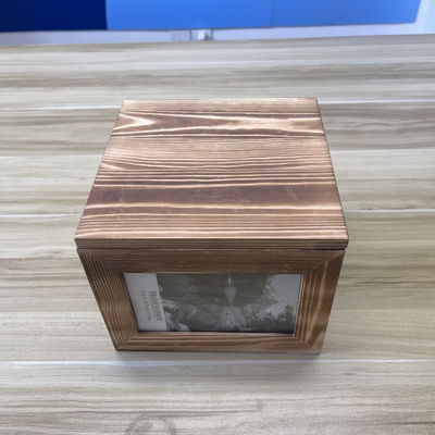 Caixa de armazenamento de quadro fotográfico de madeira em 21x21x17cm Tamanho com opção de cores personalizáveis