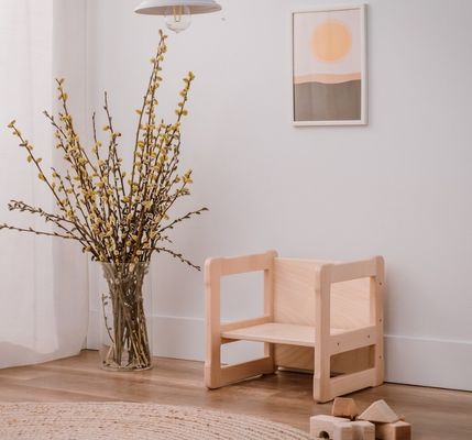 Logotipo personalizado Função de poupança de espaço 202406 Montessori Cadeira de madeira multifuncional