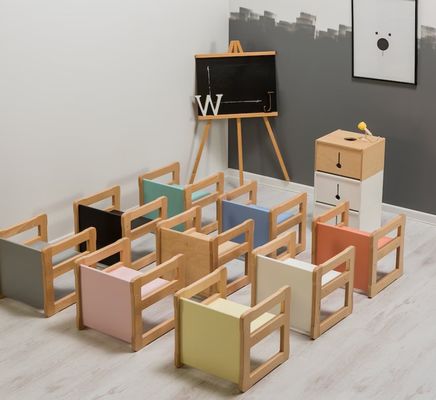 Logotipo personalizado Função de poupança de espaço 202406 Montessori Cadeira de madeira multifuncional