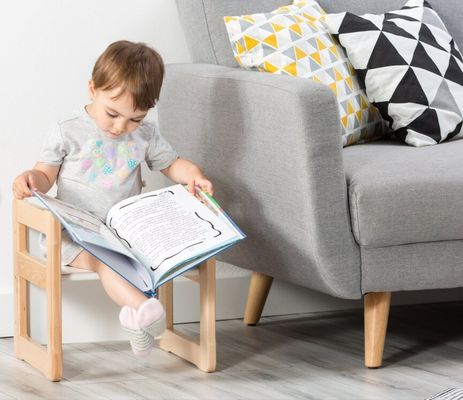 Logotipo personalizado Função de poupança de espaço 202406 Montessori Cadeira de madeira multifuncional