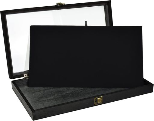 Tamanho personalizado Logotipo de cores de joias de madeira Caixa de armazenamento com tampa feita de madeira maciça