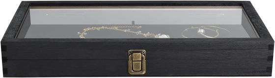 Tamanho personalizado Logotipo de cores de joias de madeira Caixa de armazenamento com tampa feita de madeira maciça