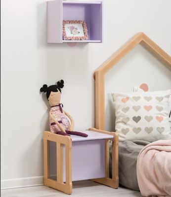 Logotipo personalizado Função de poupança de espaço 202406 Montessori Cadeira de madeira multifuncional