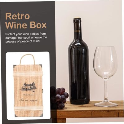 Caixa de vinho de madeira de pinheiro feita à mão com tampa para recipientes vazios decorativos de tamanho personalizado