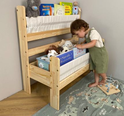 Montessori estante de livros de madeira armazenamento oculto e economia de espaço função para crianças pequenas