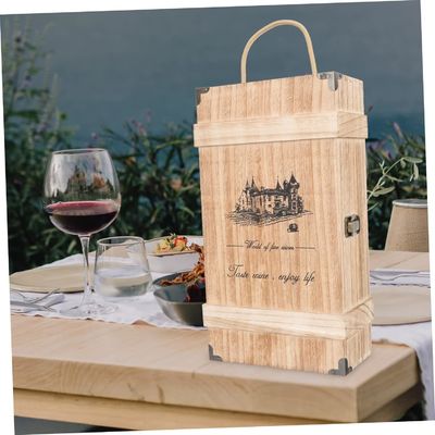 Caixa de vinho de madeira de pinheiro feita à mão com tampa para recipientes vazios decorativos de tamanho personalizado