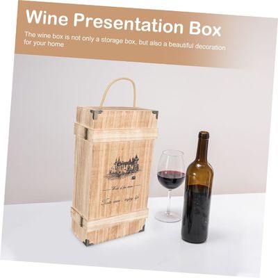 Caixa de vinho de madeira de pinheiro feita à mão com tampa para recipientes vazios decorativos de tamanho personalizado