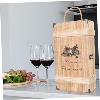 Caixa de vinho de madeira de pinheiro feita à mão com tampa para recipientes vazios decorativos de tamanho personalizado
