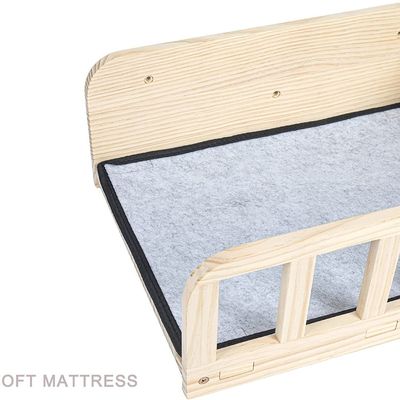 Moderno estilo de design de parede montada em madeira cat feeder prateleira com duas tigelas serviço personalizado