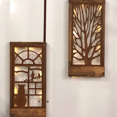 Decoração de parede LED de madeira feita à mão para quarto quadrado sobre a cama tema amor