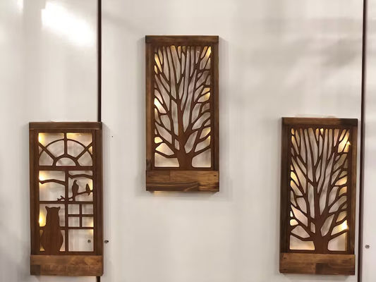 Decoração de parede LED de madeira feita à mão para quarto quadrado sobre a cama tema amor