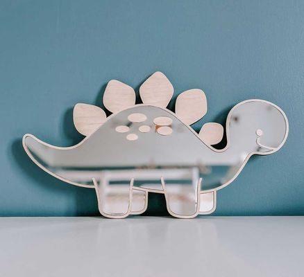 Logotipo personalizado Espelho em forma de quadro de dinossauro de madeira com quadro de madeira e madeira