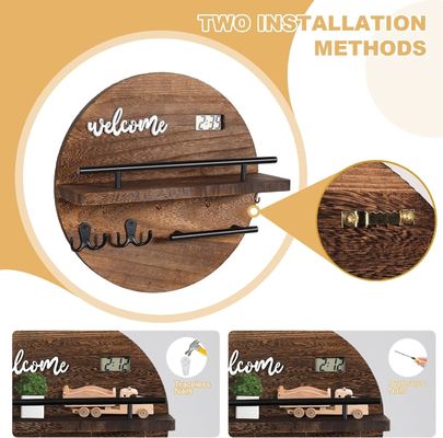 Porta-chaves de madeira de estilo moderno para parede poupa espaço e acrescenta charme ao escritório de cozinha do corredor da entrada