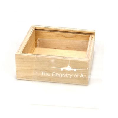 Caixinha de armazenamento de madeira aceitável com tampa deslizante 10x10x3.8cm