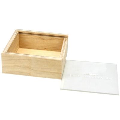 Caixinha de armazenamento de madeira aceitável com tampa deslizante 10x10x3.8cm