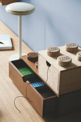 Encomenda personalizada aceita Lego Caixa de escritório de madeira 4 Caixa de carvalho com sabão para jóias infantis