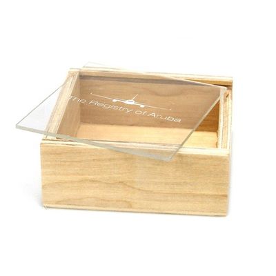 Caixinha de armazenamento de madeira aceitável com tampa deslizante 10x10x3.8cm