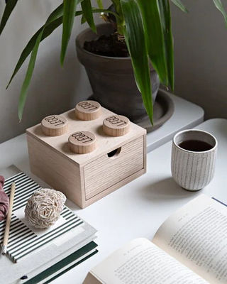 Encomenda personalizada aceita Lego Caixa de escritório de madeira 4 Caixa de carvalho com sabão para jóias infantis