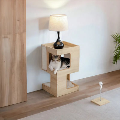 Forma personalizada gato escalador arranhador árvore de brinquedo presentes de animais de estimação de madeira moderna para casa do gato