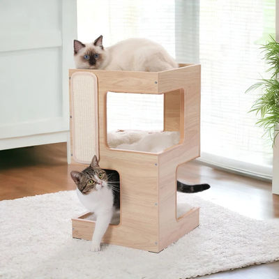 Forma personalizada gato escalador arranhador árvore de brinquedo presentes de animais de estimação de madeira moderna para casa do gato