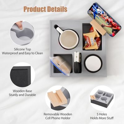 Sofá de madeira de silicone Caddy organizador para sofá à prova d'água carro aceitar encomenda personalizada