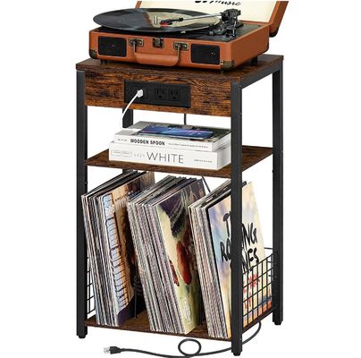 Container de armazenamento Design estilo Brown mesa de noite com portas USB e estação de carga