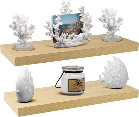 60.96cm x 22.86cm Estantes Flutuantes de Maple Conjunto de 2 para armazenar aparelhos de cozinha