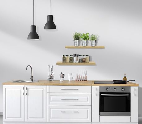 60.96cm x 22.86cm Estantes Flutuantes de Maple Conjunto de 2 para armazenar aparelhos de cozinha