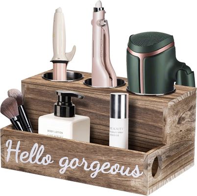 Mantenha sua casa de banho arrumada sem esforço com este aparelho de secar e endireitar cabelo de madeira