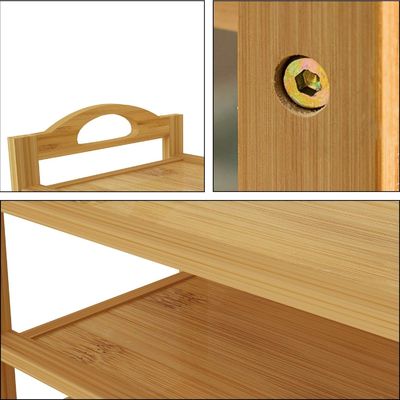 Cadeira de sapatos de bambu natural de madeira de 5 camadas Estante de armazenamento empilhável para multifunção OEM