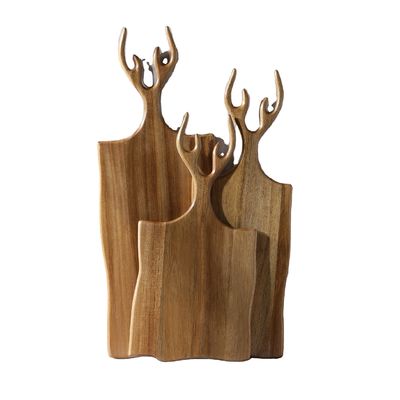 Tabelas de corte de acacia de oliva multiuso Conjunto de 3 com alça de tamanho personalizado