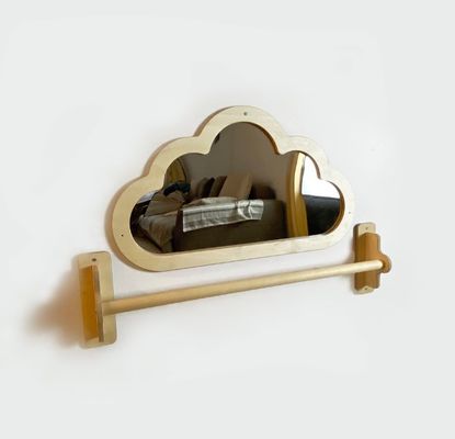 Montessori espelho puxar para cima Bar de madeira e espelho de chão do bebê para a otimização do espaço