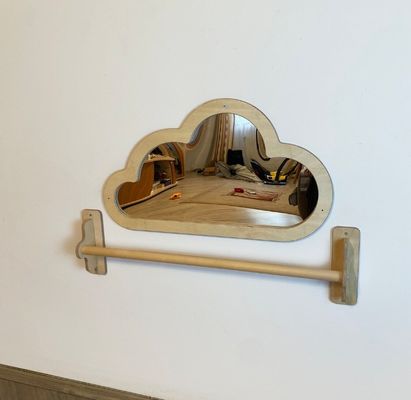 Montessori espelho puxar para cima Bar de madeira e espelho de chão do bebê para a otimização do espaço