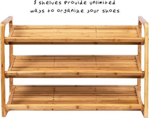 Estaca de sapatos de bambu de 3 níveis para sala de estar