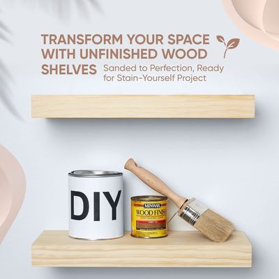 Conjunto de 2 Prateleiras Flutuantes de Madeira Rustica da Fazenda 16 x 6,5 x 1,75 polegadas Design Moderno