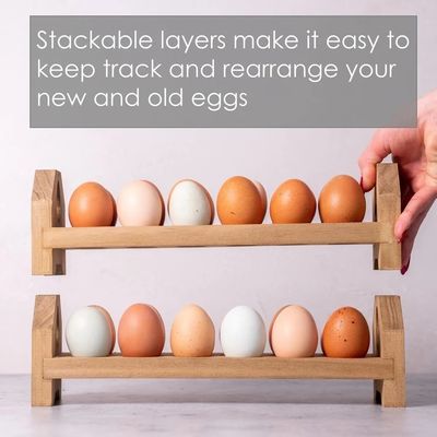 Caixa de cartão de ovos de madeira de madeira de bambu ou customização de madeira porta de ovos para a cozinha da fazenda