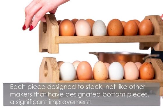 Caixa de cartão de ovos de madeira de madeira de bambu ou customização de madeira porta de ovos para a cozinha da fazenda