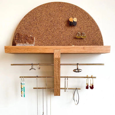 Mini caixa de madeira de parede montado porta jóias e organizador para a cor de madeira de bétula inacabada