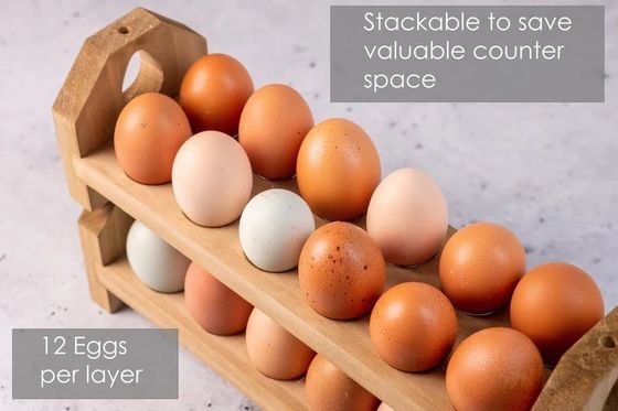 Caixa de cartão de ovos de madeira de madeira de bambu ou customização de madeira porta de ovos para a cozinha da fazenda