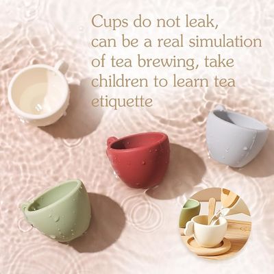 Desenhos personalizados Conjunto de chá de madeira para bebês Cobertas de copos e bandejas de servir