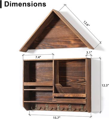 Fácil Instalação Decorativa Chave de Madeira Hanging Rack com 5 ganchos duplos Logotipo personalizado