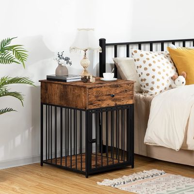 Caixa de animais de estimação interior Mesa final Cenilar de cães decorativo com gaveta e forma personalizada em branco