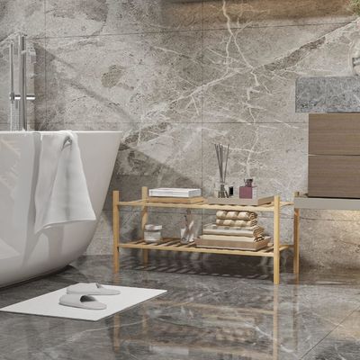 Organizador multifuncional de suporte de sapatos em 2 camadas de bambu empilhável para design funcional