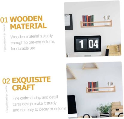 Conjunto de prateleira de madeira de logotipo personalizado para livros e vasos de flores