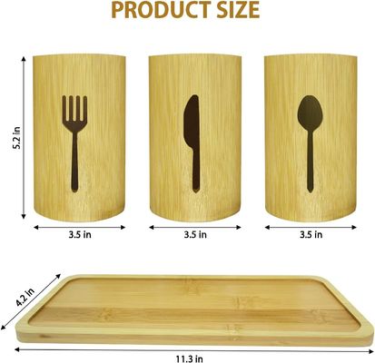 Tipo de instalação Tipo de suporte de utensílios de bambu com organizador de talheres de madeira
