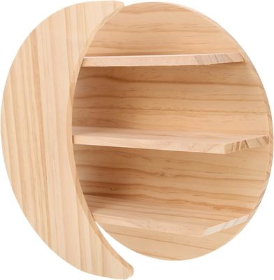 Economize espaço com montagem de parede de lua de madeira Prateleiras flutuantes Solução de armazenamento sustentável