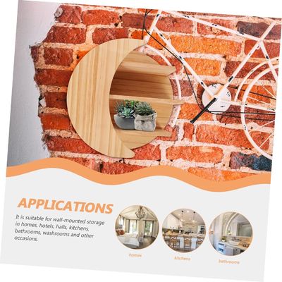 Economize espaço com montagem de parede de lua de madeira Prateleiras flutuantes Solução de armazenamento sustentável