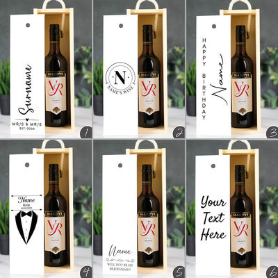 Encomenda personalizada aceita Caixa de vinho de madeira gravada a laser com inserções acrílicas e tampa deslizante