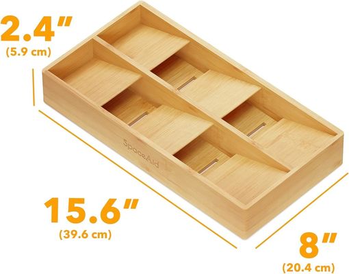 Organizador Caixa de prata com caixa de madeira simples 6 slots Bamboo porta bandeja em natural